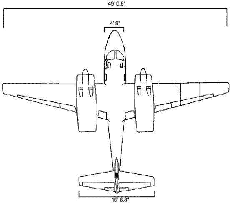 Drawing of top of Rockwell Aero Commander (AC-500S)