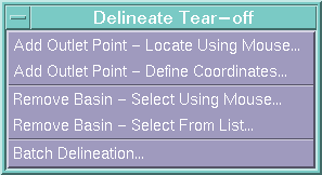 Figure 2 - The delination options menu